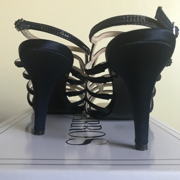 Caparros Navy Blue Satin Harmonica Evening Sandals Women’s Size 8 - Picture 7 of 12